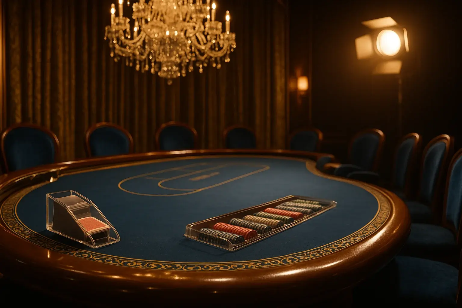 Hyperrealistic wide shot of premium live baccarat studio in the Philippines